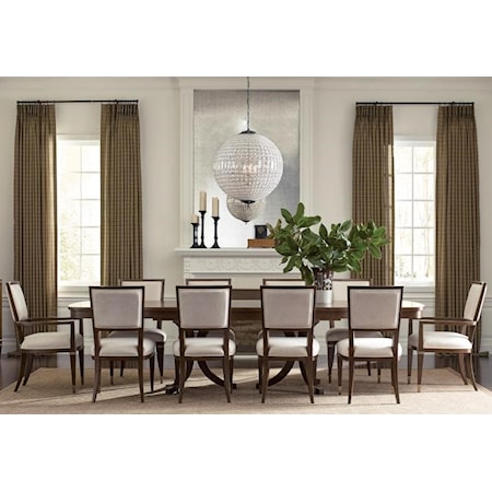 Transitional 11-Piece Table and Chair Set with Removable Leaves