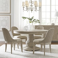 Relaxed Vintage 5 Piece Dining Set with Woven Detail
