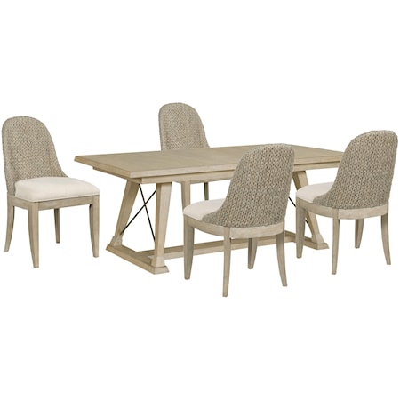 Table and Four Boca Woven Chairs