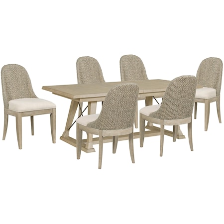 Table and Six Boca Woven Chairs