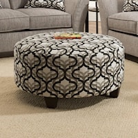 Round Ottoman with Tapered Block Feet