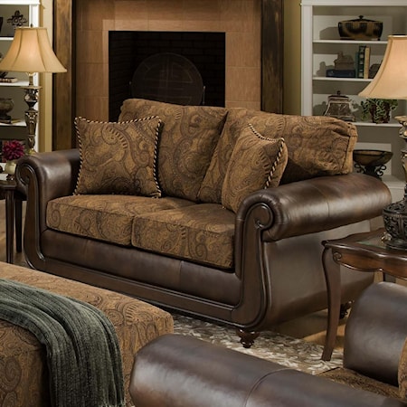 Loveseat with Exposed Wood and Classic Style