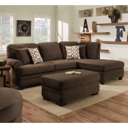 Three Seat Sectional with Rounded Arms