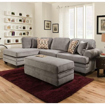 Three Seat Sectional with Rounded Arms
