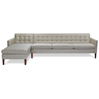 Contemporary Sofa with Chaise and Wood Legs