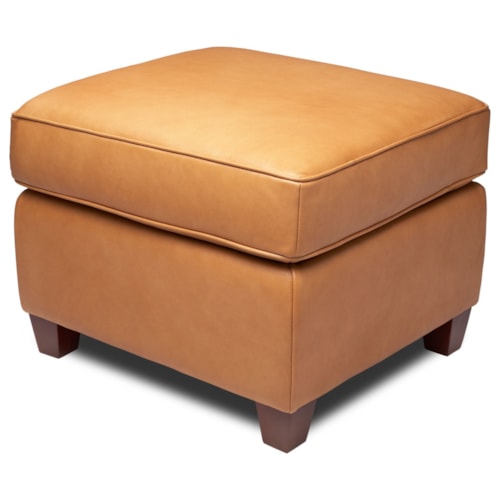 Contemporary Ottoman with Tapered Wood Feet