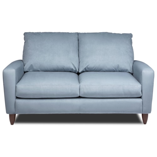 Contemporary Loveseat with Exposed Wood Legs
