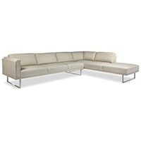 Contemporary L-Shaped Sectional with Metal Legs