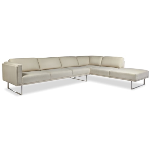 Contemporary L-Shaped Sectional with Metal Legs
