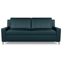Contemporary Leather Queen Sleeper Sofa with Metal Legs