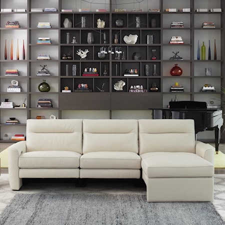Contemporary Power Reclining Sofa with Chaise
