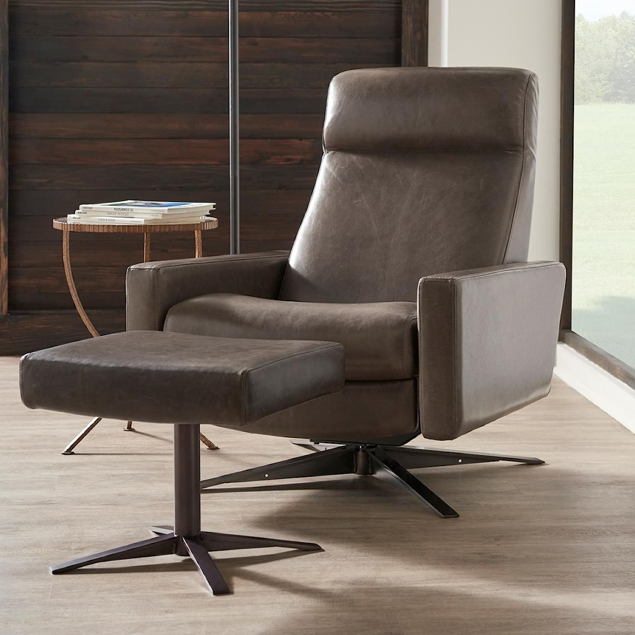 American Leather Cloud Pushback Chair and Ottoman