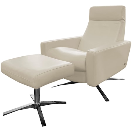 Contemporary Pushback Chair and Ottoman