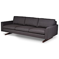 Mid Century Modern Sofa with Wood Sled Legs