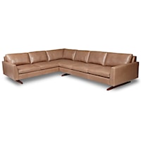 Mid Century Modern 5-Seat Sectional Sofa with Wood Sled Legs and Left Arm Sitting Sofa