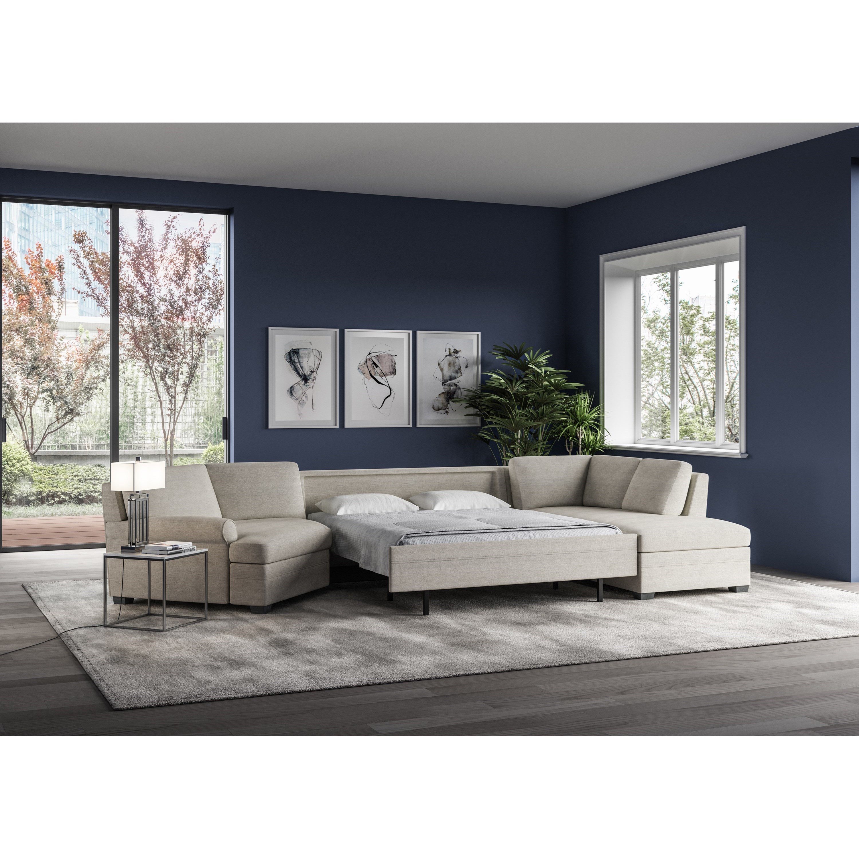 3 Pc Sectional w/ Queen Sleeper &amp; LAS Chaise