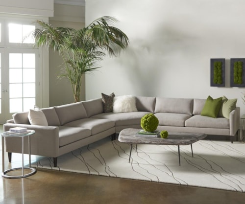 Contemporary L-Shaped Petite Track Arm Sectional