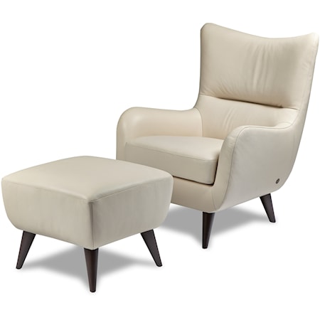 Contemporary Wing Back Chair and Ottoman Set
