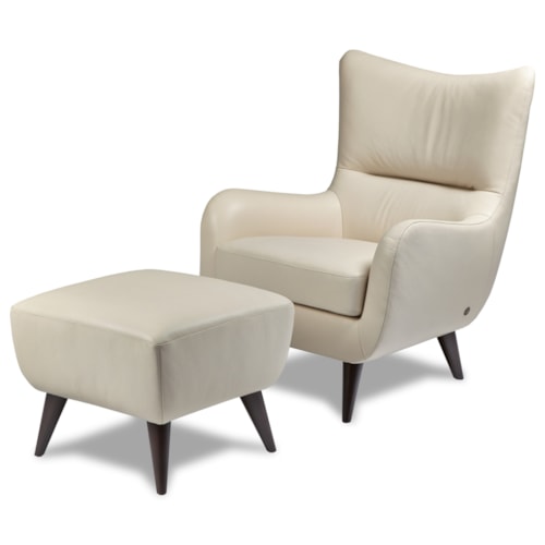 Contemporary Wing Back Chair and Ottoman Set