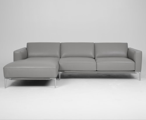 Contemporary Sofa with Chaise and Metal Legs
