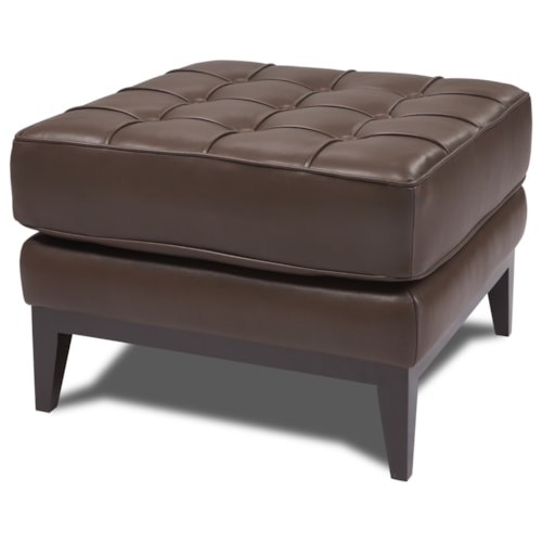Mid-Century Modern 24" Square Ottoman with Button Tufting