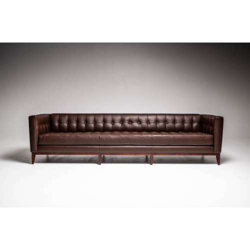 Mid-Century Modern 110" Sofa with Button Tufting
