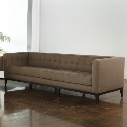 Mid-Century Modern 100" Sofa with Button Tufting
