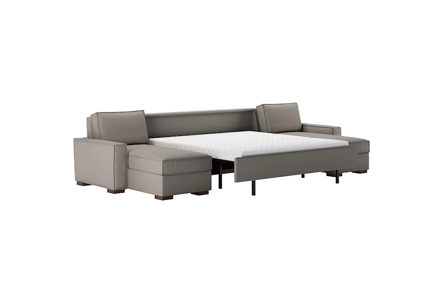 Madden 3 Pc Sectional w/ King Sleeper & 2 Chaise by American Leather at Saugerties Furniture Mart