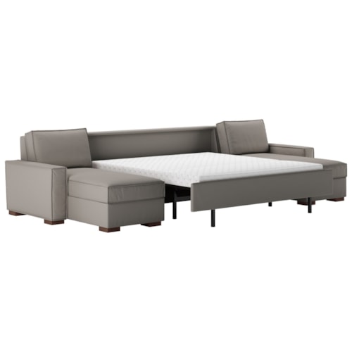 Three Piece Sectional Sofa w/ King Sleeper and Two Chaise Lounges