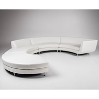 Contemporary 5-Seat Sectional Sofa with Right Arm Sitting Chaise & Reversible Curved Ottoman