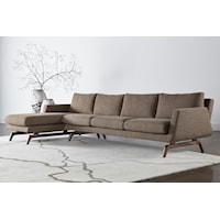 Contemporary Sectional with Right Arm Chaise and Solid Walnut Legs