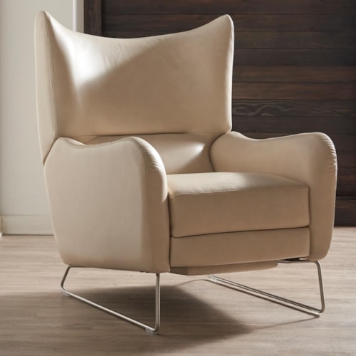 Contemporary Push Back Reclining Chair with Metal Legs