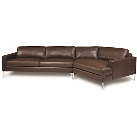 Contemporary 3-Seat Sectional Sofa with Left Arm Sitting Cuddler