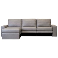 Contemporary 3-Seat Power Reclining Sectional Sofa with USB Chargers and Right Arm Sitting Chaise