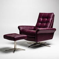 European-Style Fully Adjustable Swivel Glider Recliner and Ottoman - Standard Size