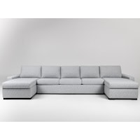 Contemporary 5-Seat Sectional Sofa with 2 Chaise & King Sleeper