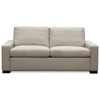 Contemporary Queen Comfort Sleeper Sofa with Exposed Wood Trim