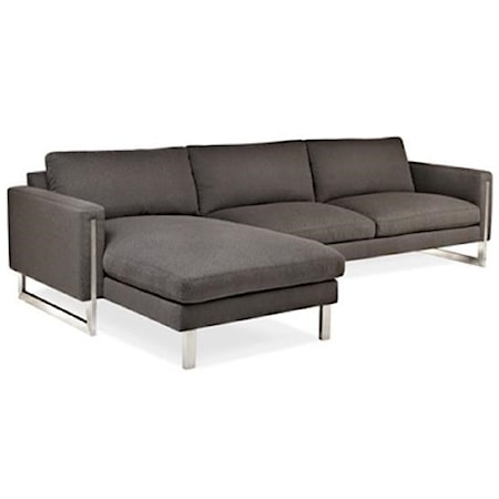 Contemporary Chaise Sofa with Metal Legs