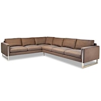 Contemporary Sectional Sofa with Track Arms and Metal Legs