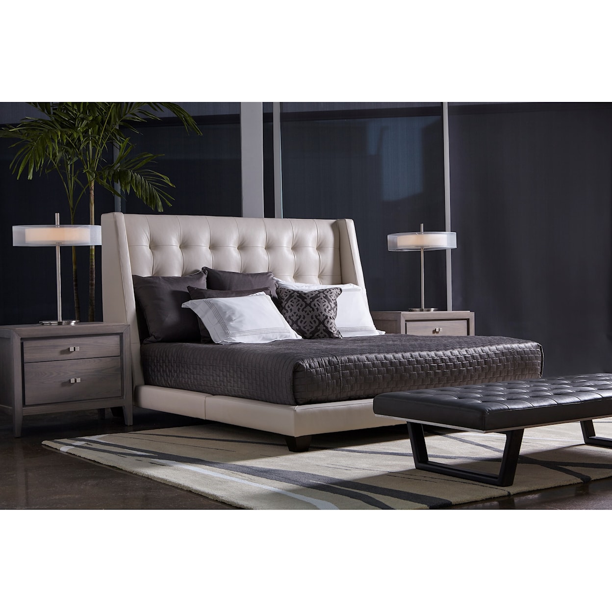 American Leather Shaw King Upholstered Shelter Bed