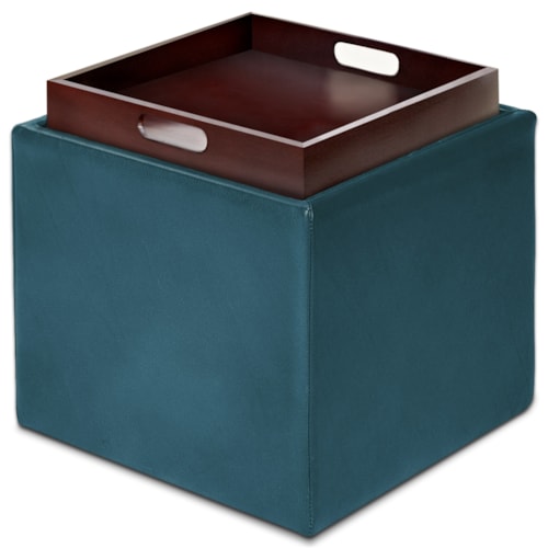 Square Storage Ottoman with Tray