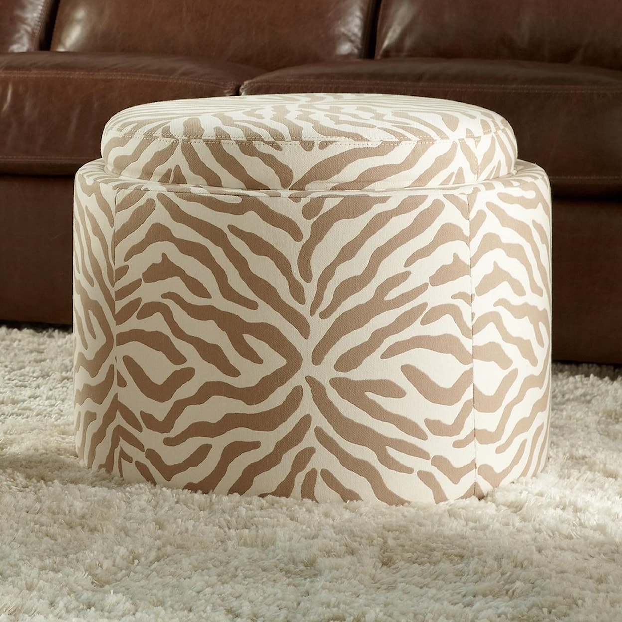 American Leather Uno Round Storage Ottoman