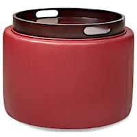 Round Storage Ottoman with Tray