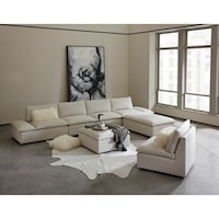 Casual Contemporary 5-Piece Grand 43" Deep Sectional with Ottoman Chaise