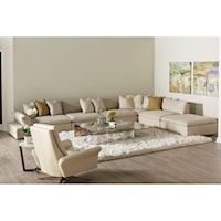 Casual Contemporary 6-Piece Studio 34" Deep Sectional with Ottoman Chaise