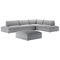 Casual Contemporary 4-Piece Studio 34" Deep Sectional