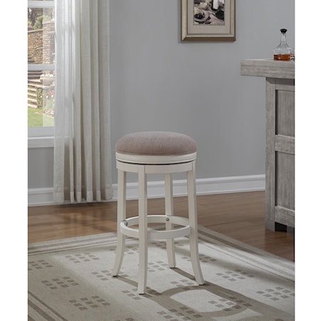 Backless Stool, 1/CT | Antique White/Linen,