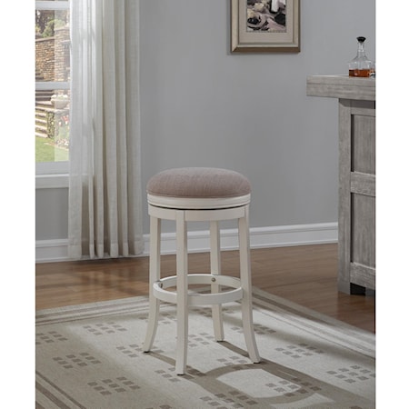 Backless Stool, 1/CT | Antique White/Linen, 