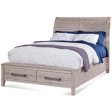 Queen Sleigh Bed with Footboard Storage