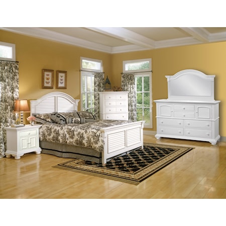 King Panel, Nightstand, High Dresser, Mirror